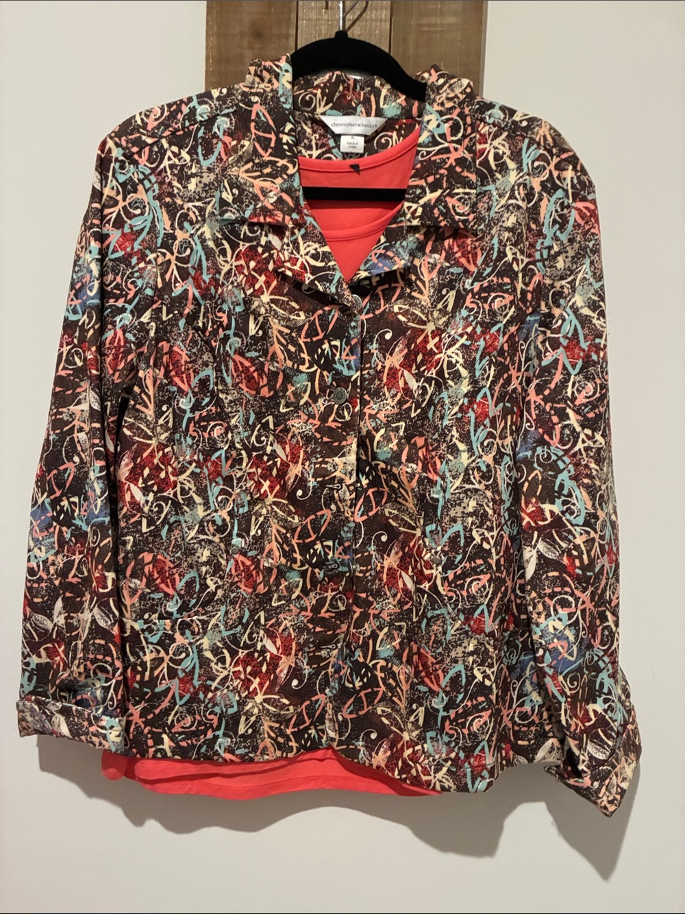 Christopher & Banks Multicolor Scribble-Print Blazer Jacket